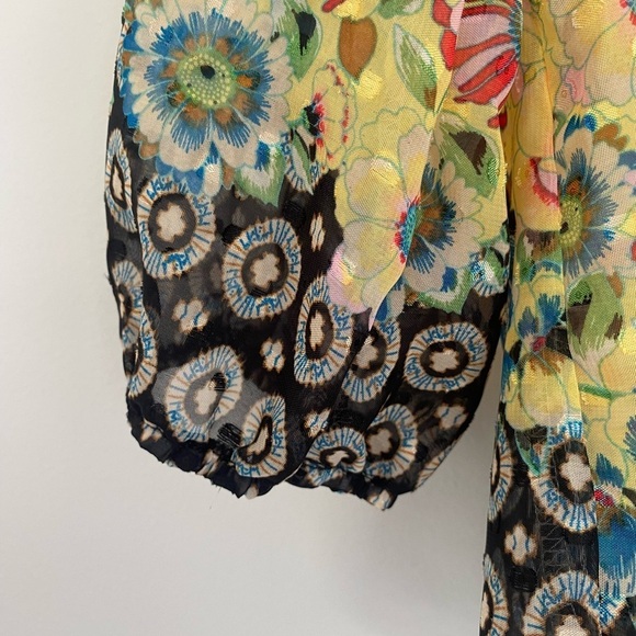Figueroa & Flower Anthropology Blouse Top Womens PL Artsy Sheer Whimsical Boho - Picture 4 of 14
